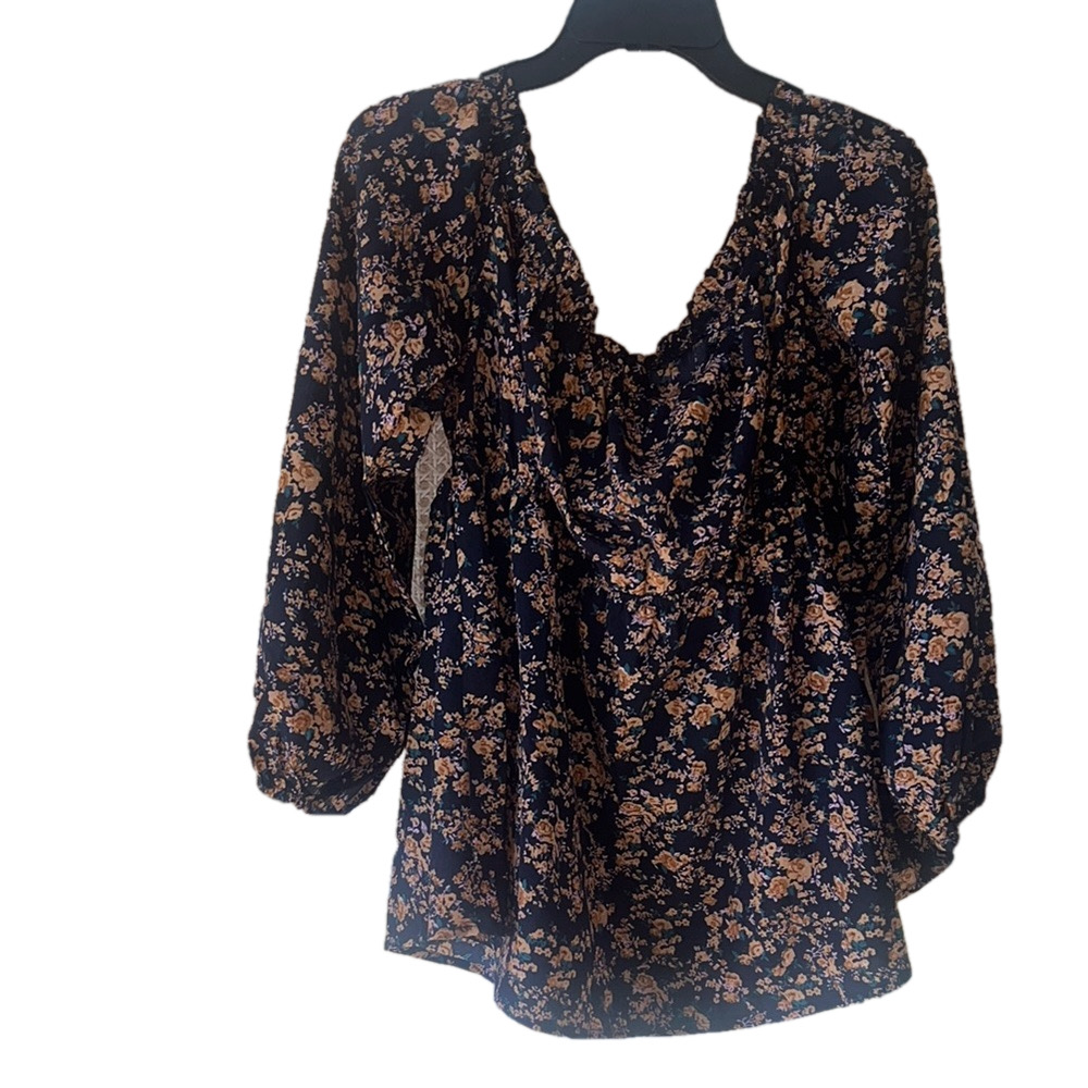 shein Floral Print blue and orange Women's Top